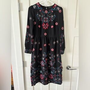 🌸4 for 15$🌸 Zara Women Floral Embroidered Long Sleeve Midi Dress